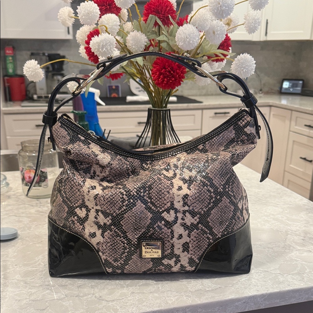 Dooney and Bourke, python, black and gray hobo sh… - image 1